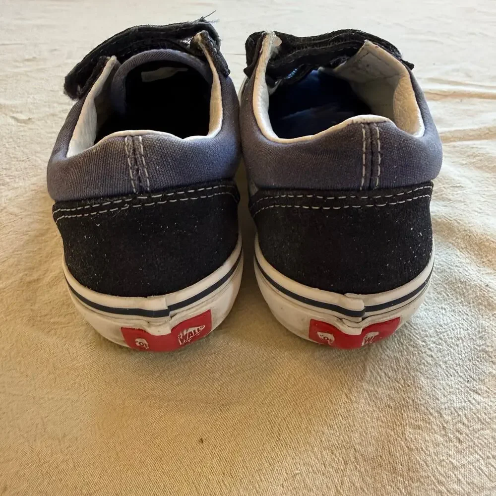 Vans Kids Navy & Black Double Velcro Sneakers Size 13